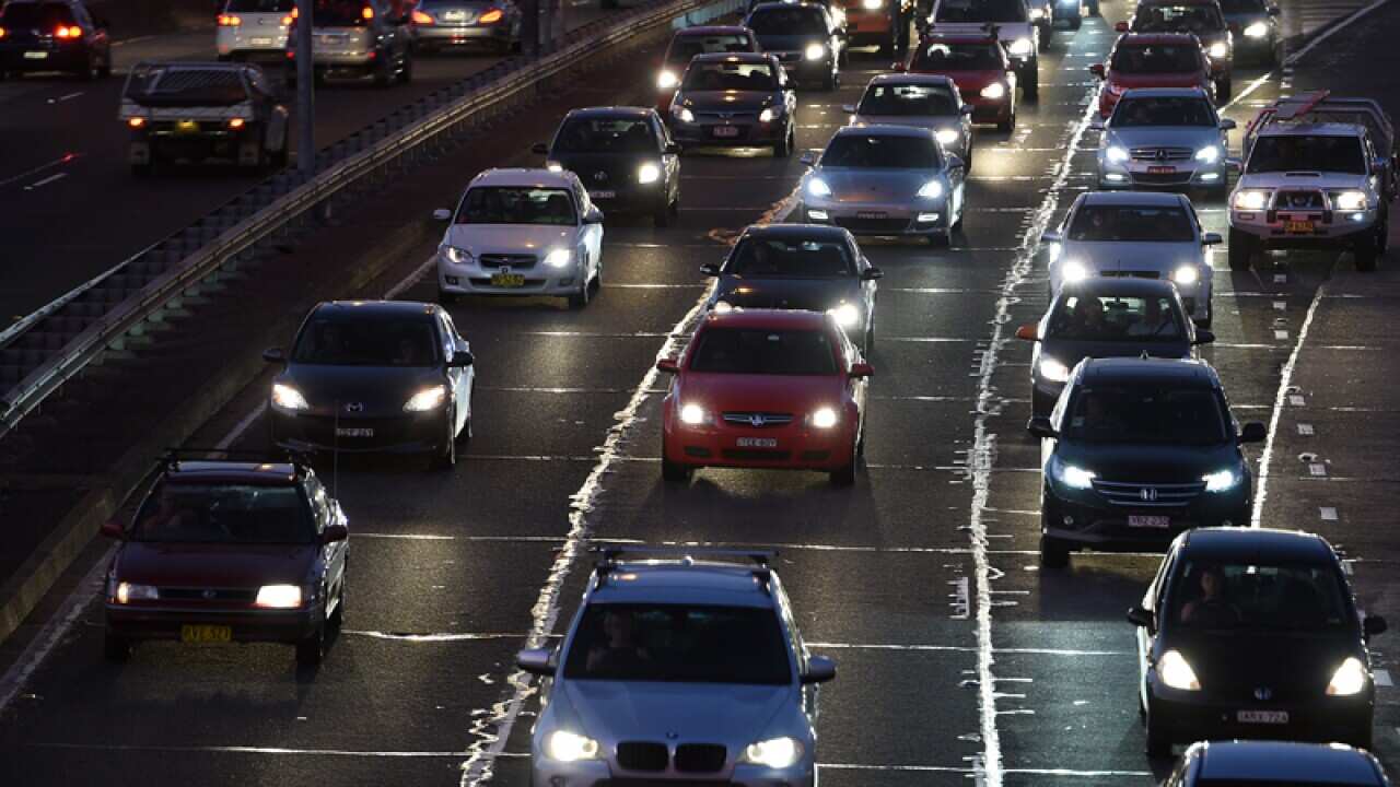 General view of traffic on the Warringah freeway in Sydney