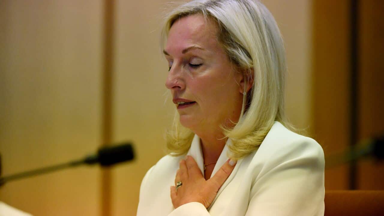 Former Australia Post CEO Christine Holgate appears before a Senate inquiry into changes at Australia Post, at Parliament House in Canberra.