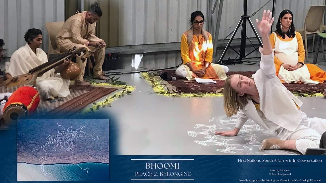 Bhoomi - place and belonging:: First Nations-South Asian conversation through arts; a rare opportunity to experience conversations between the veena (Indian stringed instrument), guitar, contemporary and traditional Aboriginal dance, and Storytelling