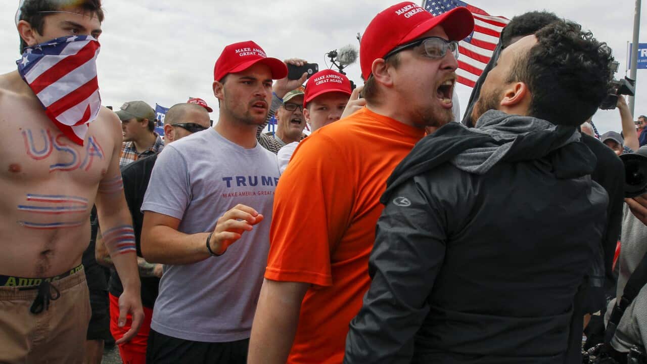 Scuffles break out during a Trump protest in California