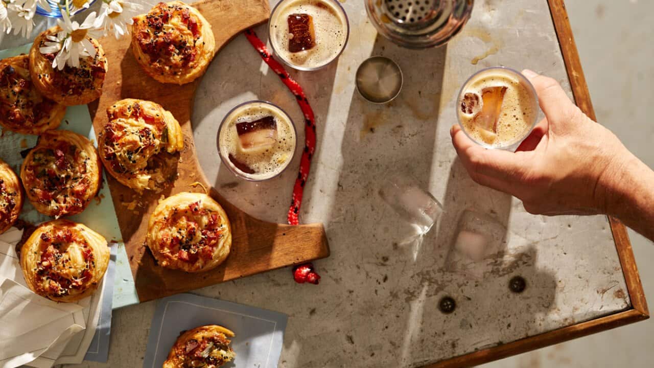 Ham and garlic chive breakfast scrolls