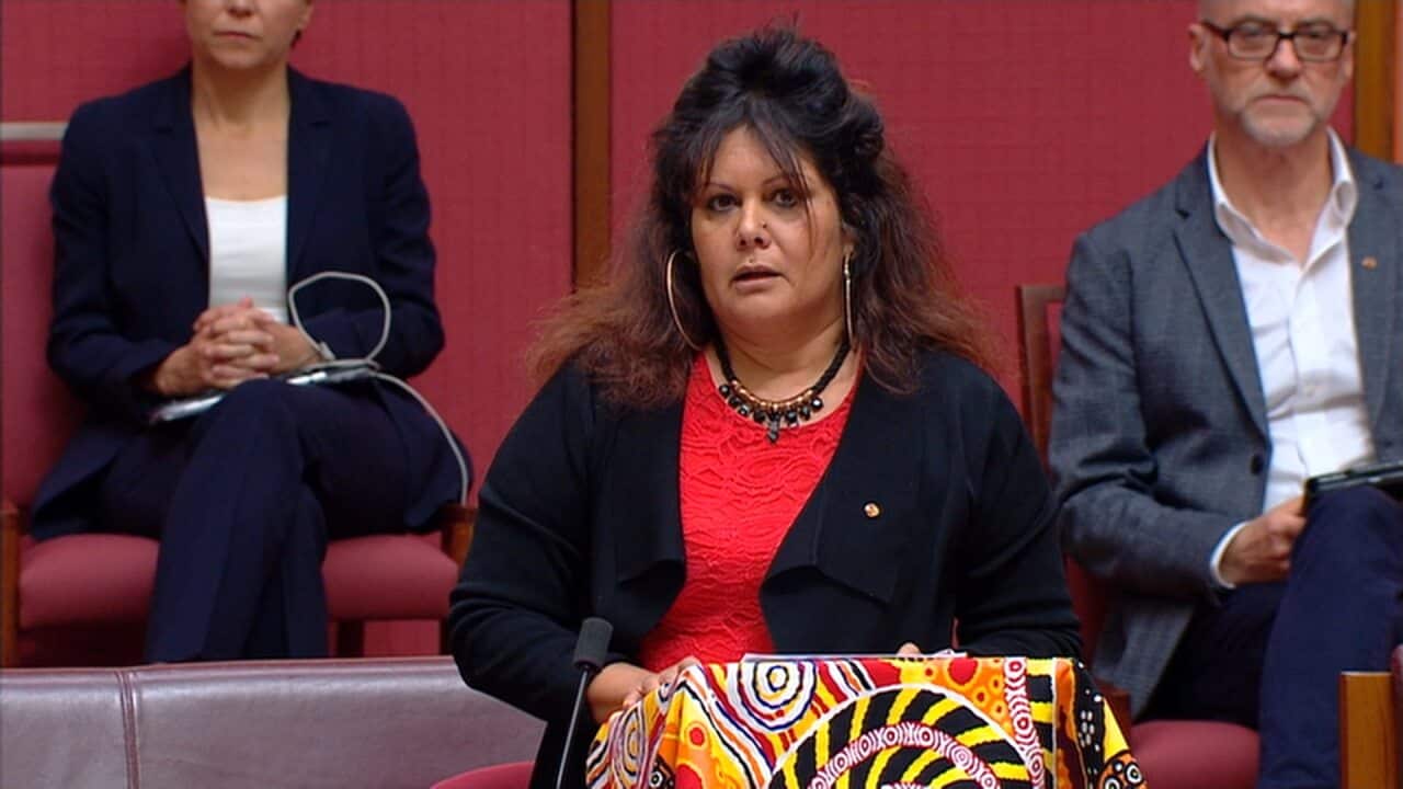 Senator Malarndirri McCarthy reads the names of Indigneous deaths in custody this year
