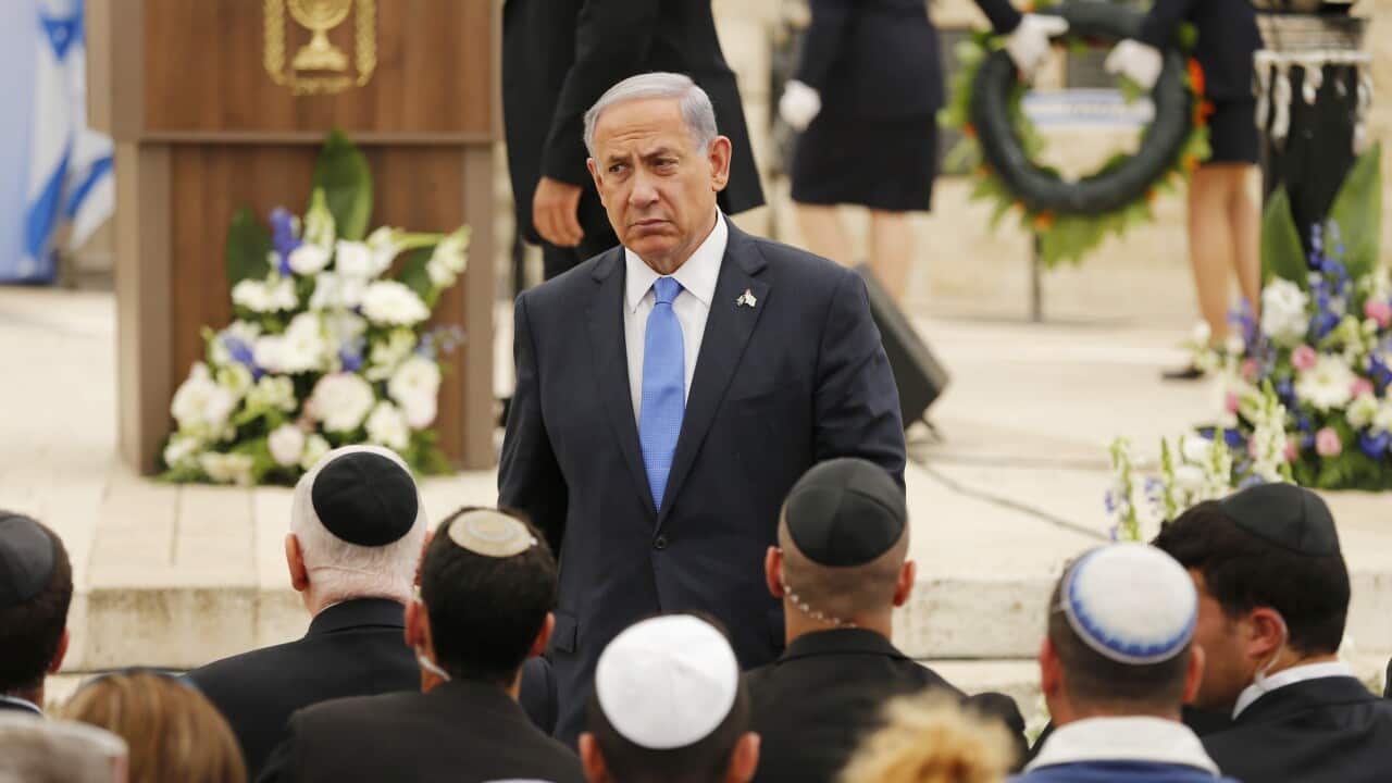Israel's Prime Minister Benjamin Netanyahu commemorates fallen soldiers at Mount Herzl military cemetery in Jerusalem, April 22, 2015. (File: Ammar Awad/AP)