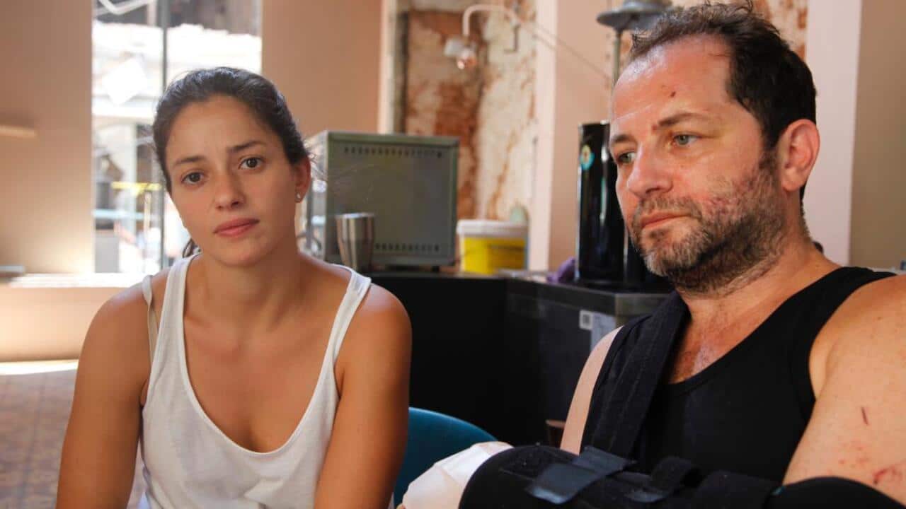 Omar Jheir and his wife Hala after the explosion.