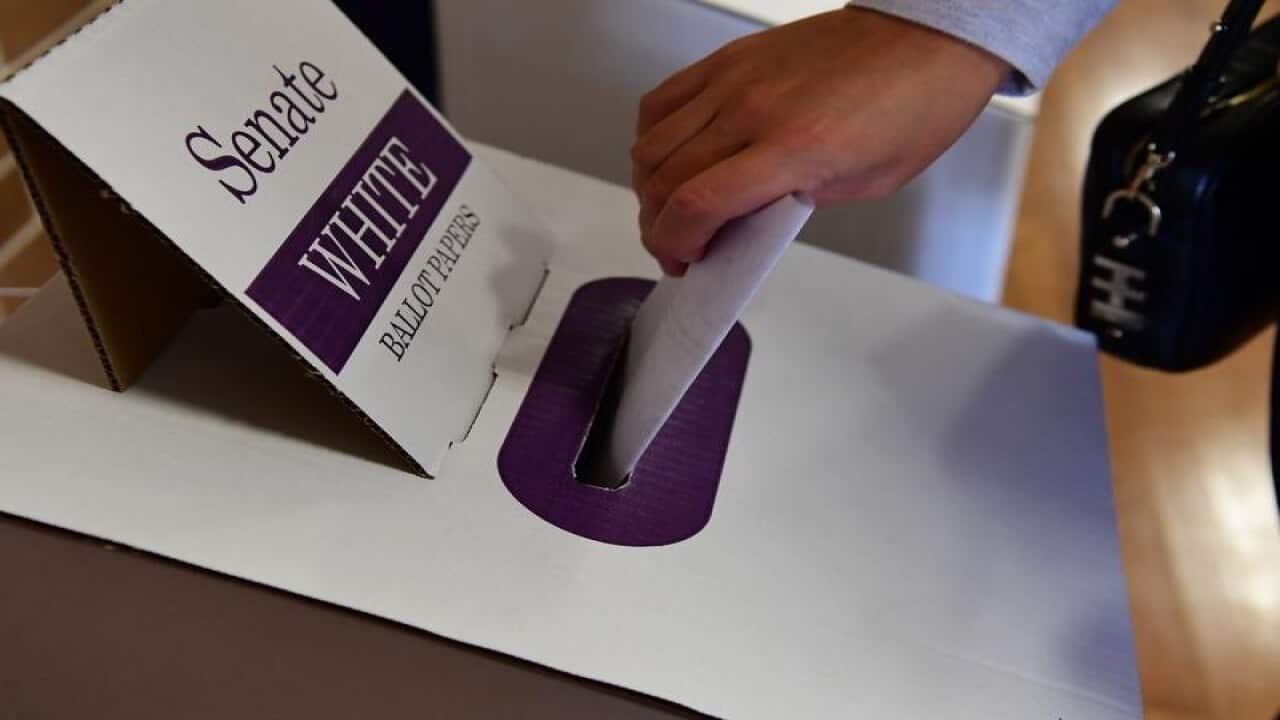 选民正在进行参议院投票