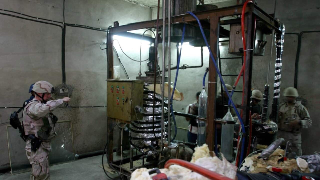 epa000504485 U.S troops inspect a suspected insurgent chemical production facility on August 15, 2005 in the northern Iraqi city of Mosul. EPA/NAWRES AL TAEI