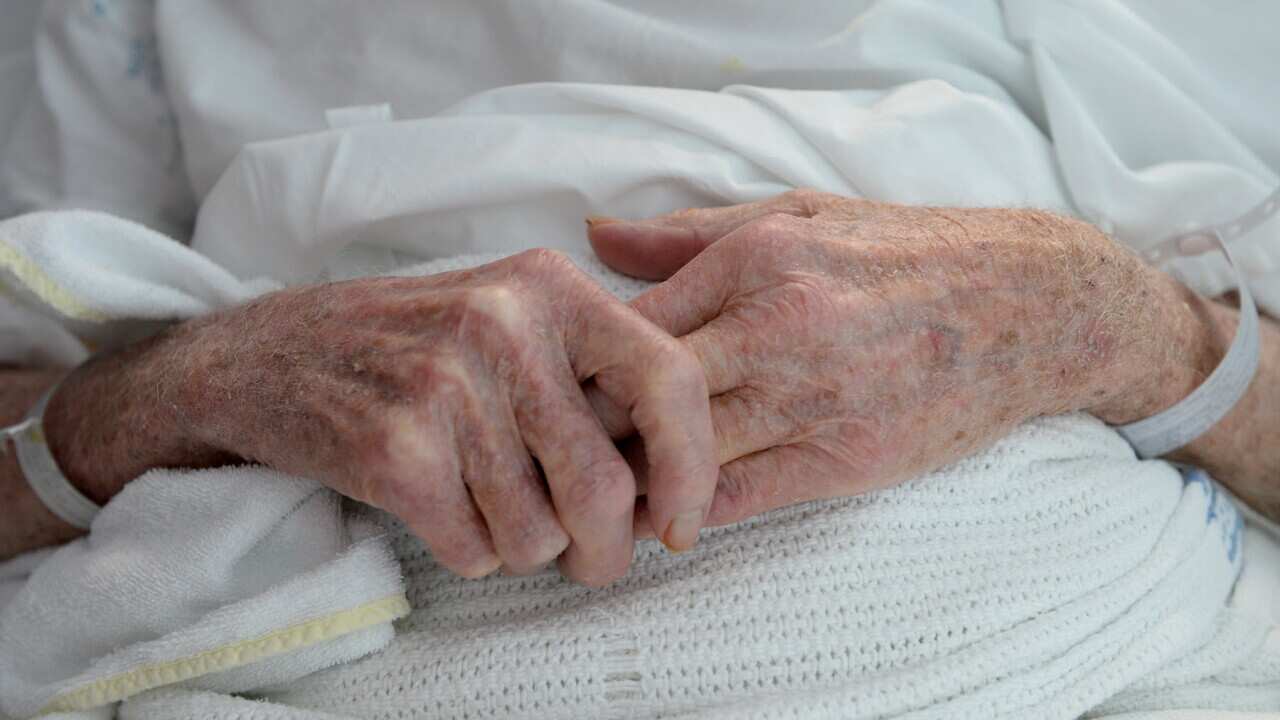 An elderly patient’s hands in Sydney