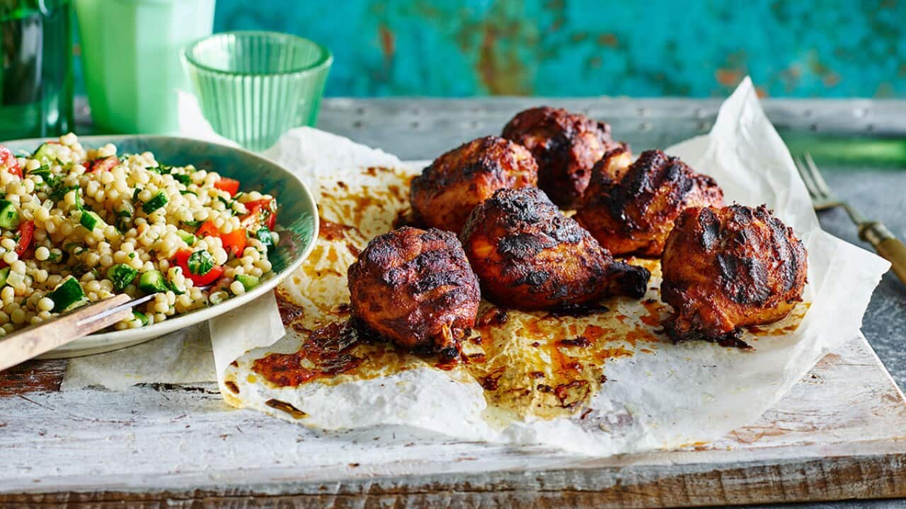 Garlic paprika chicken with herbed couscous salad
