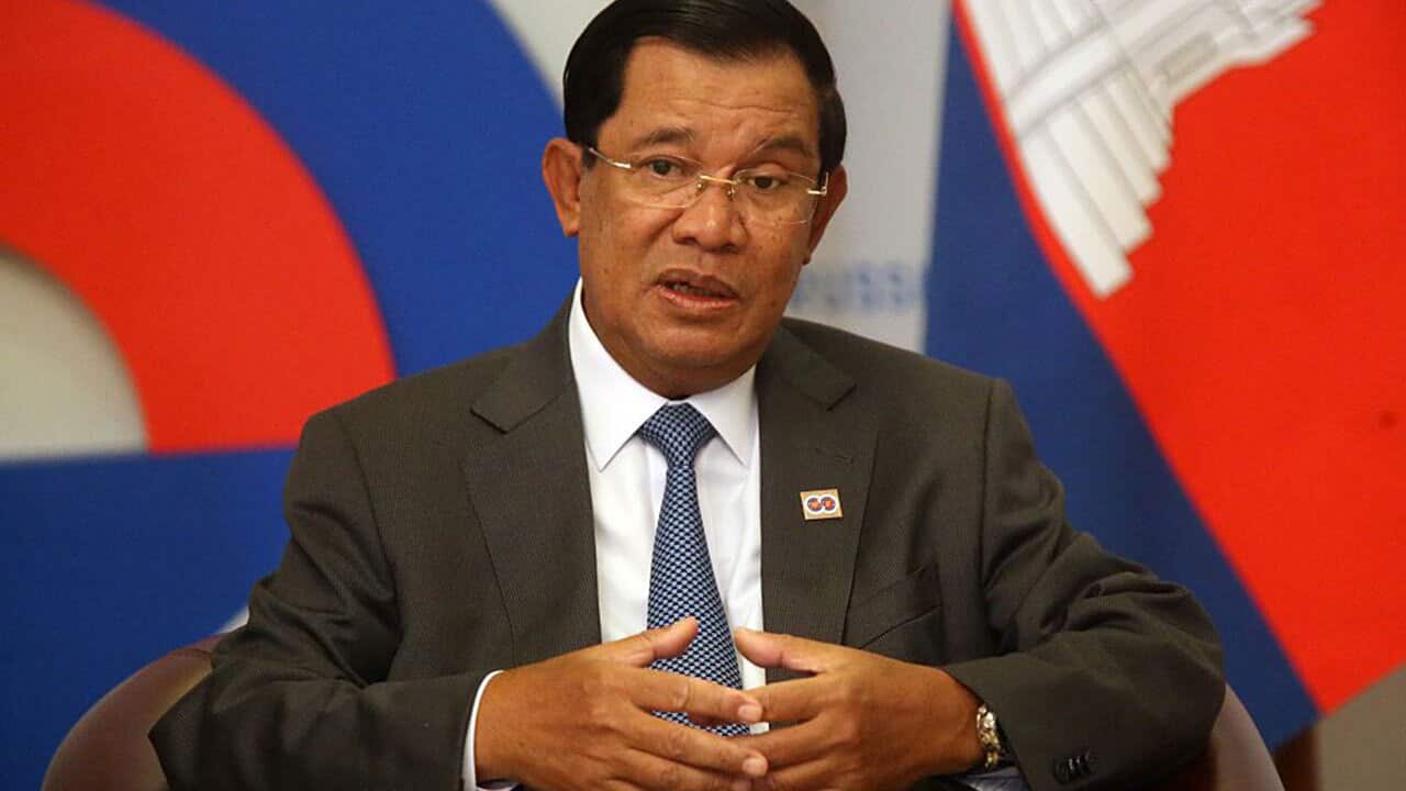 Cambodia's Prime Minister Hun Sen attends a meeting with Russian President Vladimir Putin.