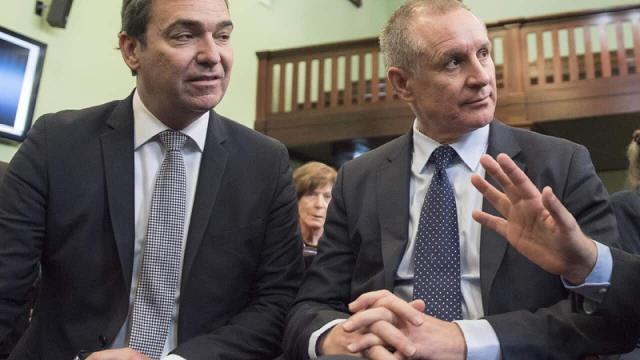 SA Opposition Leader Steven Marshall (L) and Premier Jay Weatherill