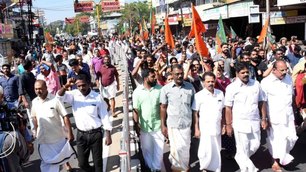 Protesters in in Kochi, India.
