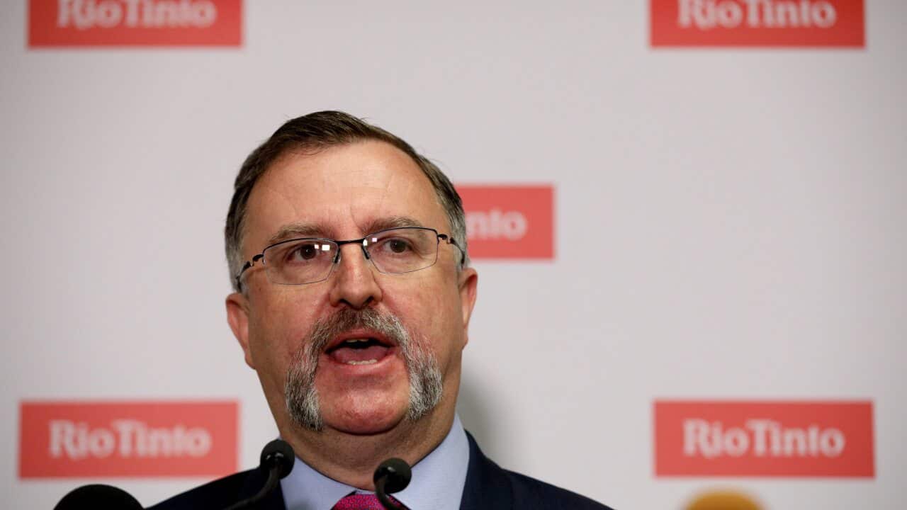 Chief Executive, Iron Ore at Rio Tinto, Chris Salisbury talks during a press at the Rio Tinto Operations Centre in Perth on Thursday, November 29, 2018. (AAP Image/Richard Wainwright) NO ARCHIVING