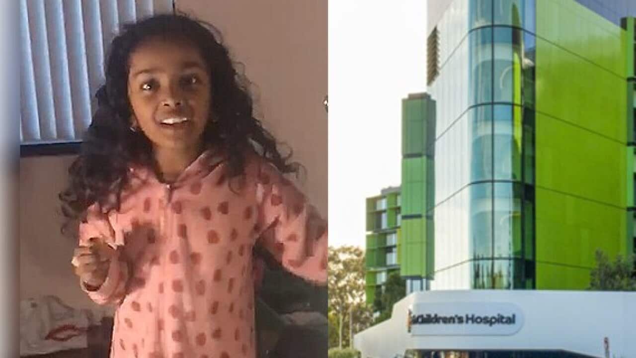 Nine-year-old Aiswarya Aswath wearing a pyjamas