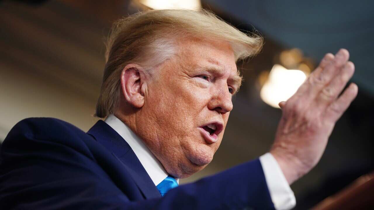 US President Donald Trump delivers a daily COVID-19 briefing (AAP)