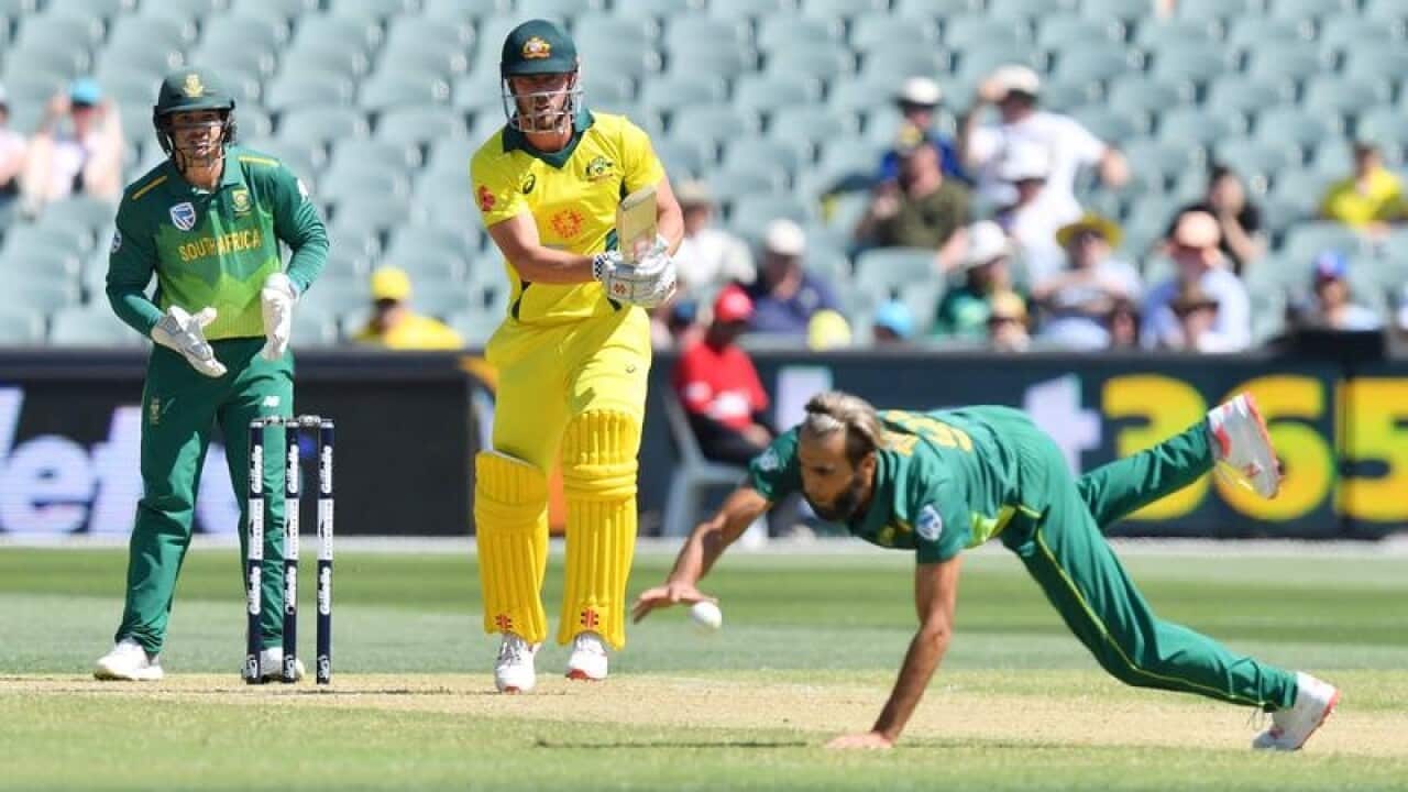 Chris Lynn in action during the second ODI match against South Africa