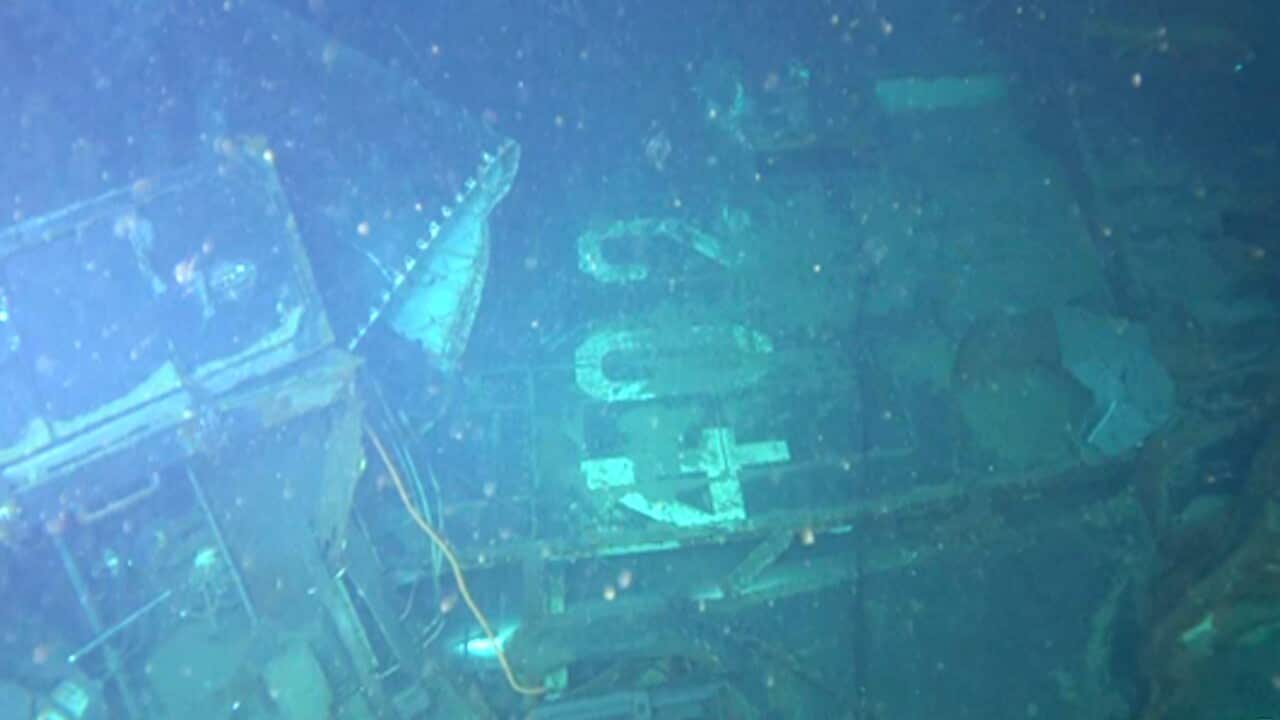 The sunken Indonesian Navy submarine KRI Nanggala captured by a remotely operated vehicle on 18 May 2021.