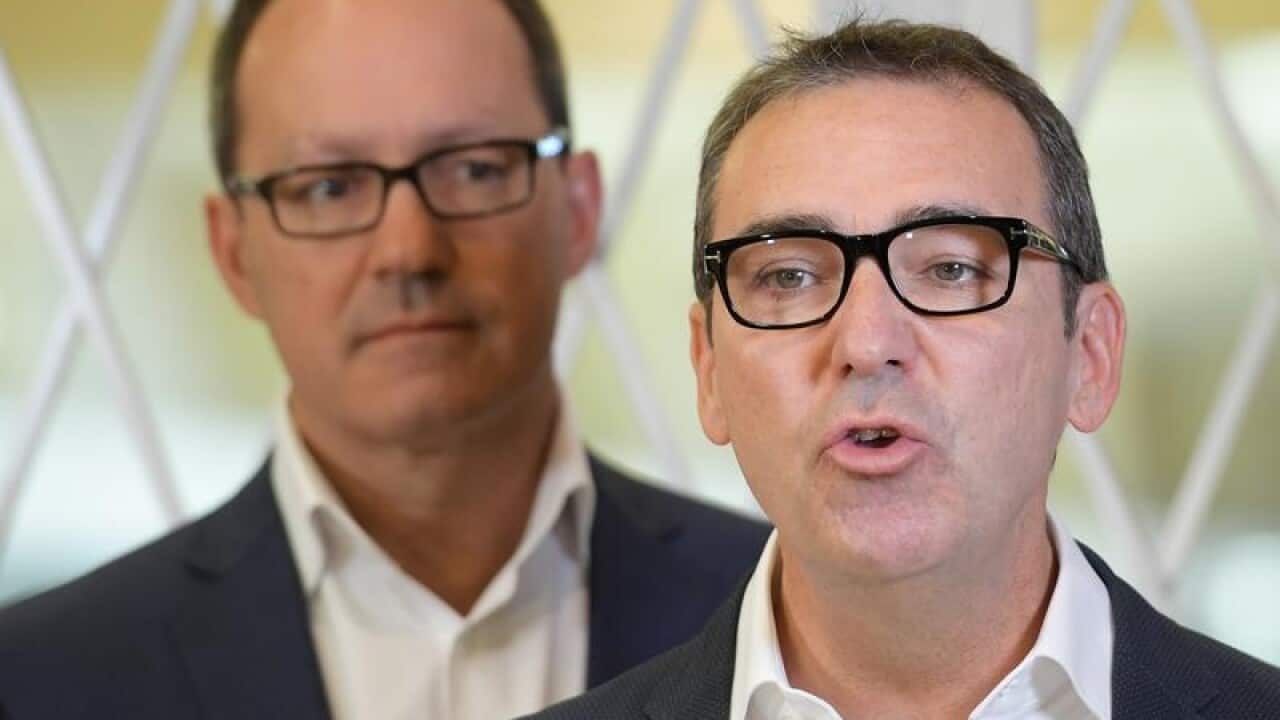 SA Premier Steven Marshall (R) and Police Minister Corey Wingard