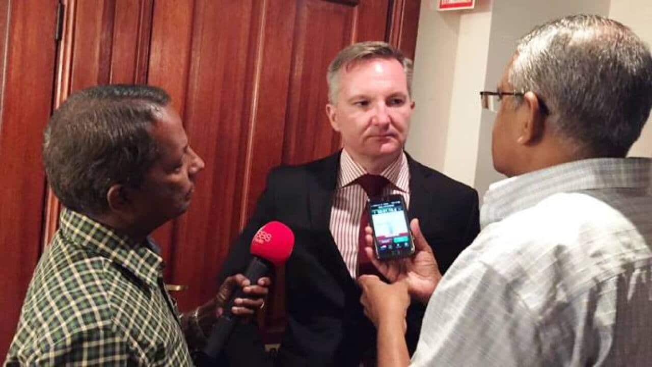 Chris Bowen with SBS Tamil