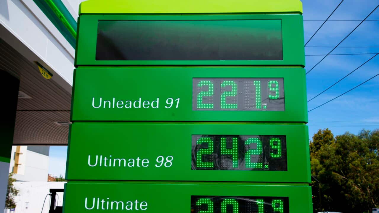 A fuel price sign listing the price of unleaded fuel as $2.21 a litre.