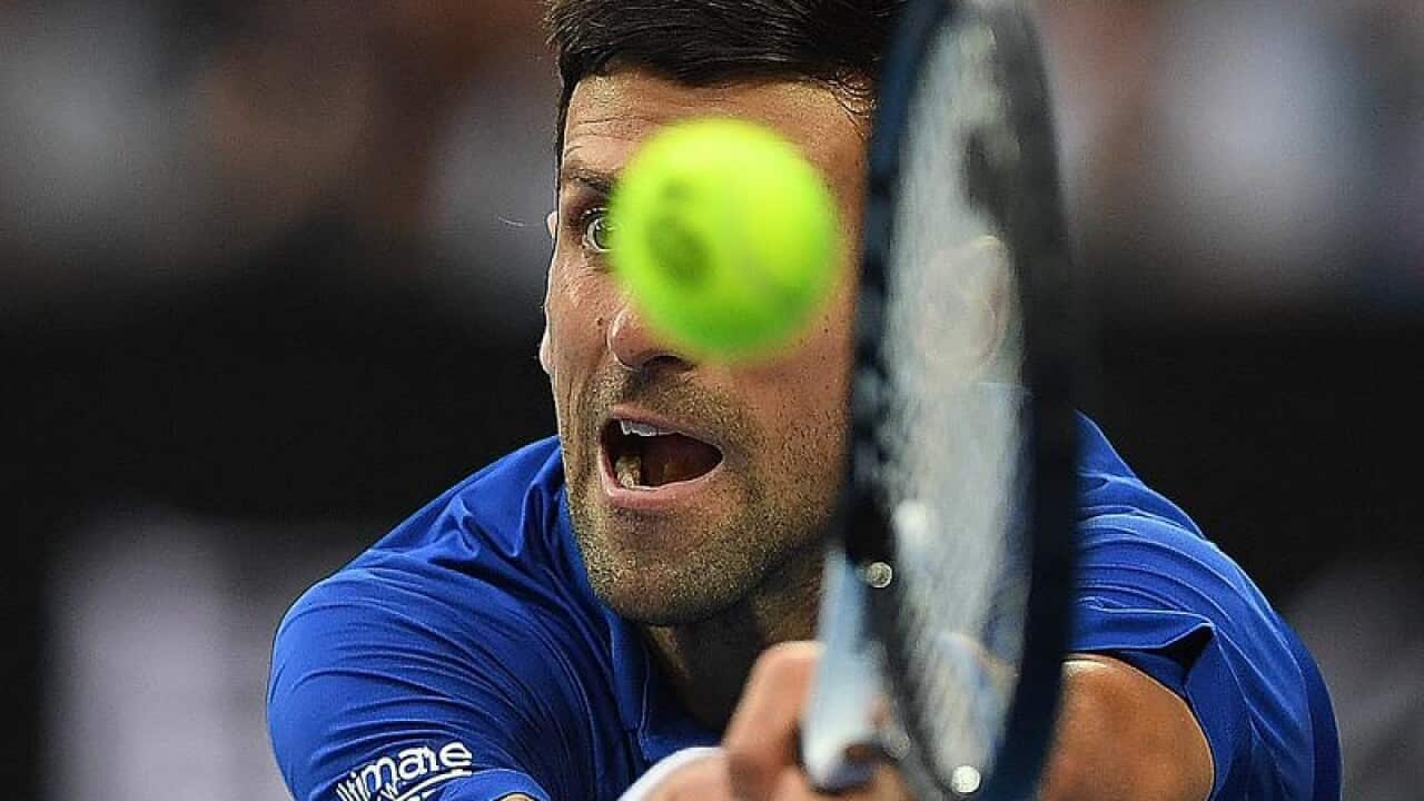 Novak Djokovic of Serbia in action