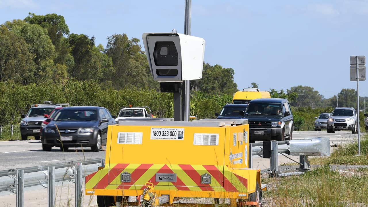 A speed camera on a motorway south of Brisbane (AAP).jpg