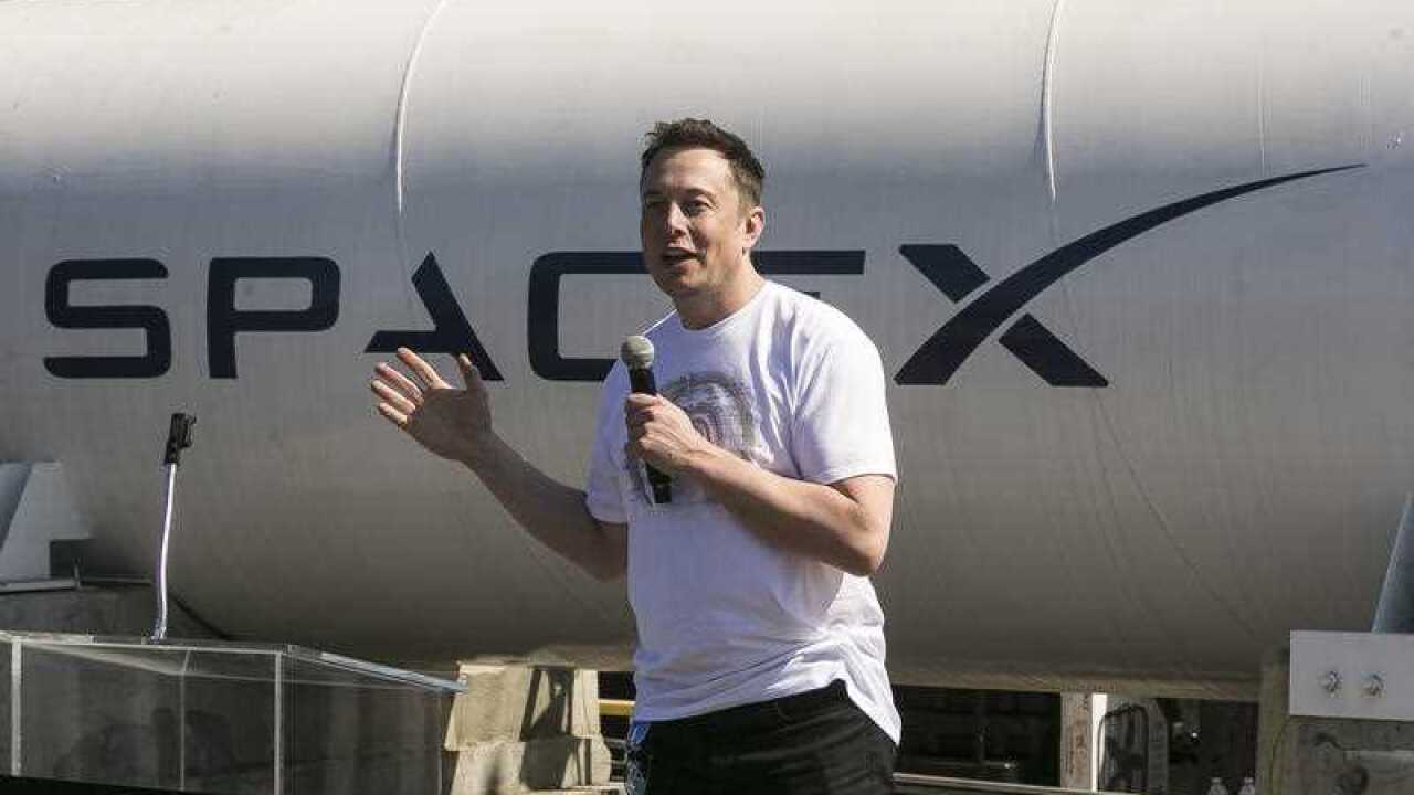 SpaceX CEO Elon Musk congratulates teams competing on the Hyperloop Pod Competition II at SpaceX's Hyperloop track in Hawthorne, Calif., Sunday, Aug 27, 2017. The Hyperloop system built by SpaceX is approximately one mile in length with a six-foot outer d