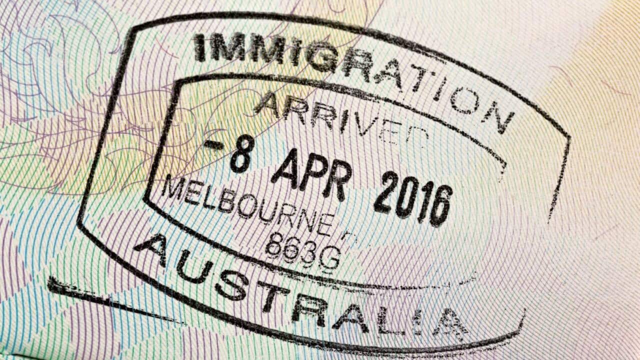 An Australian stamp on a passport