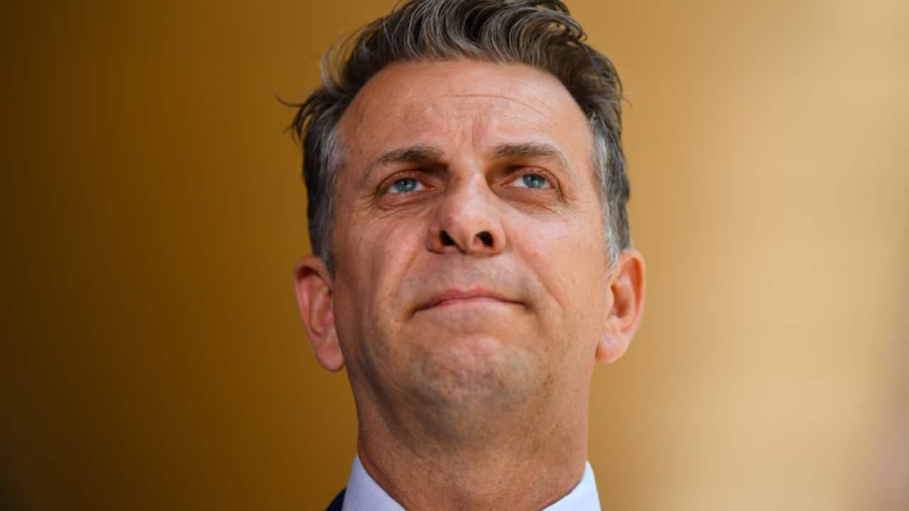 Andrew Constance speaks to the media.