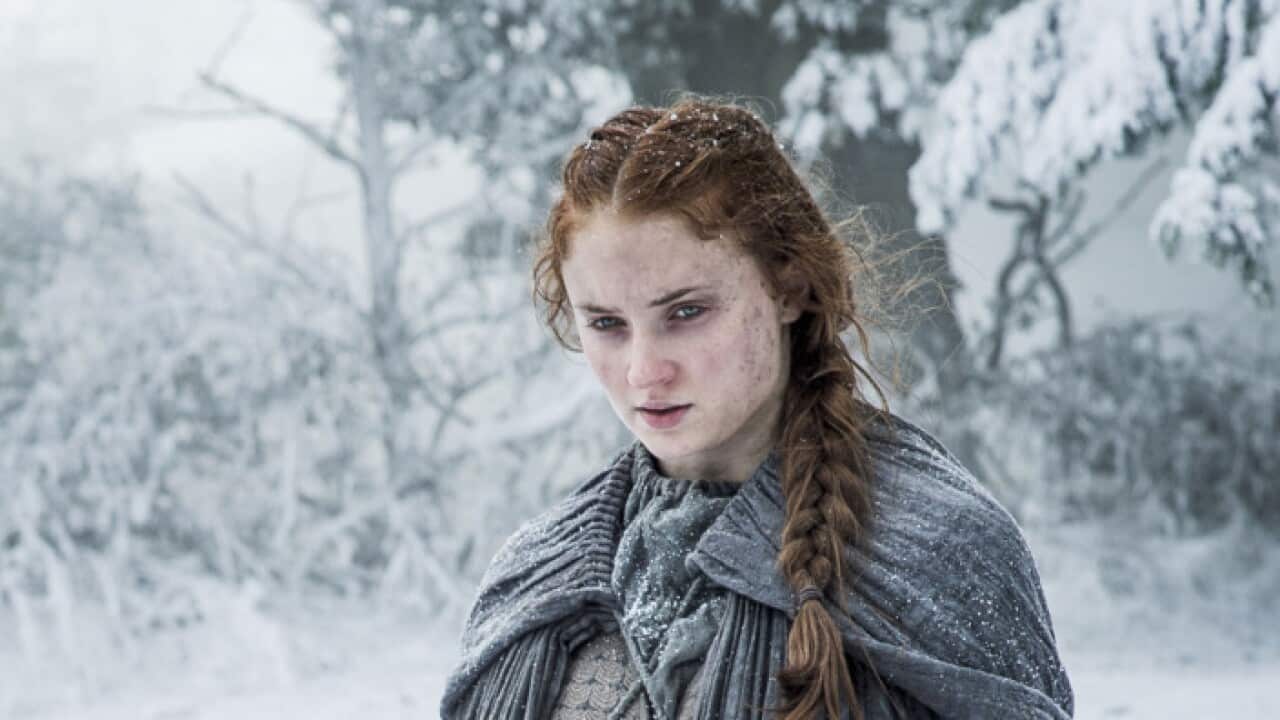 Sophie Turner as Sansa Stark in Game of Thrones.