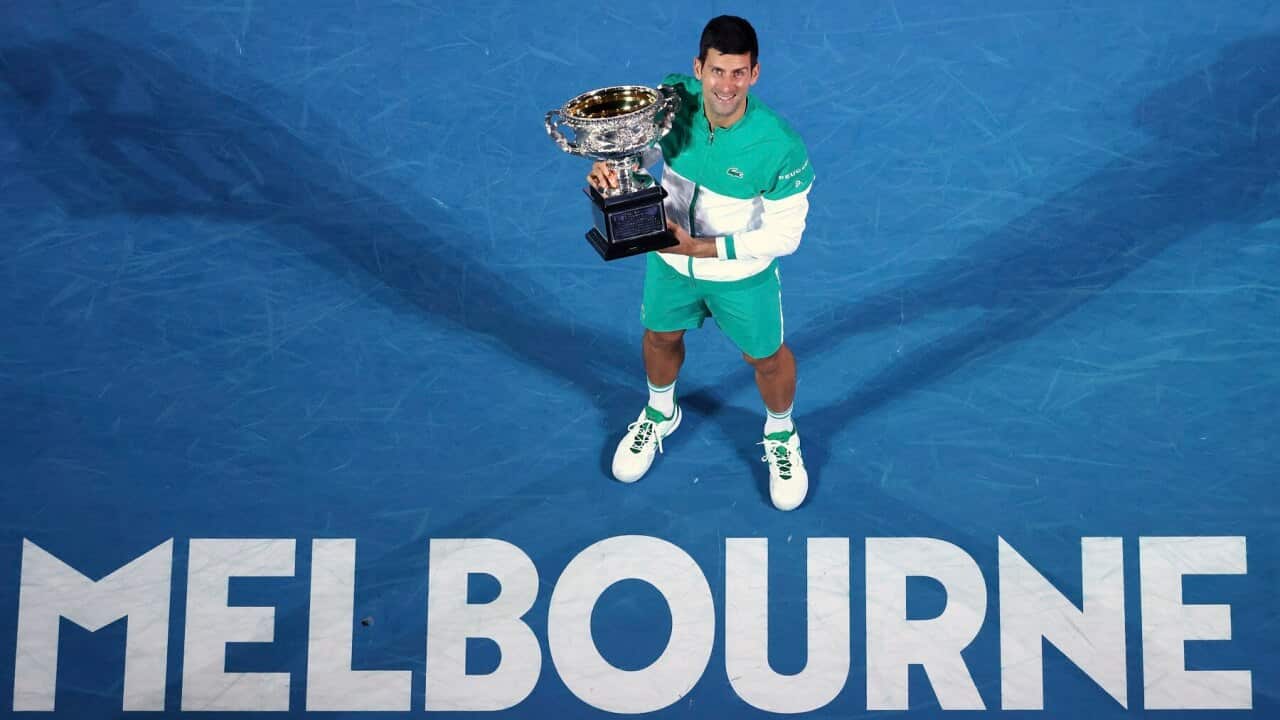 Serbia's Novak Djokovic in Melbourne in February 2021