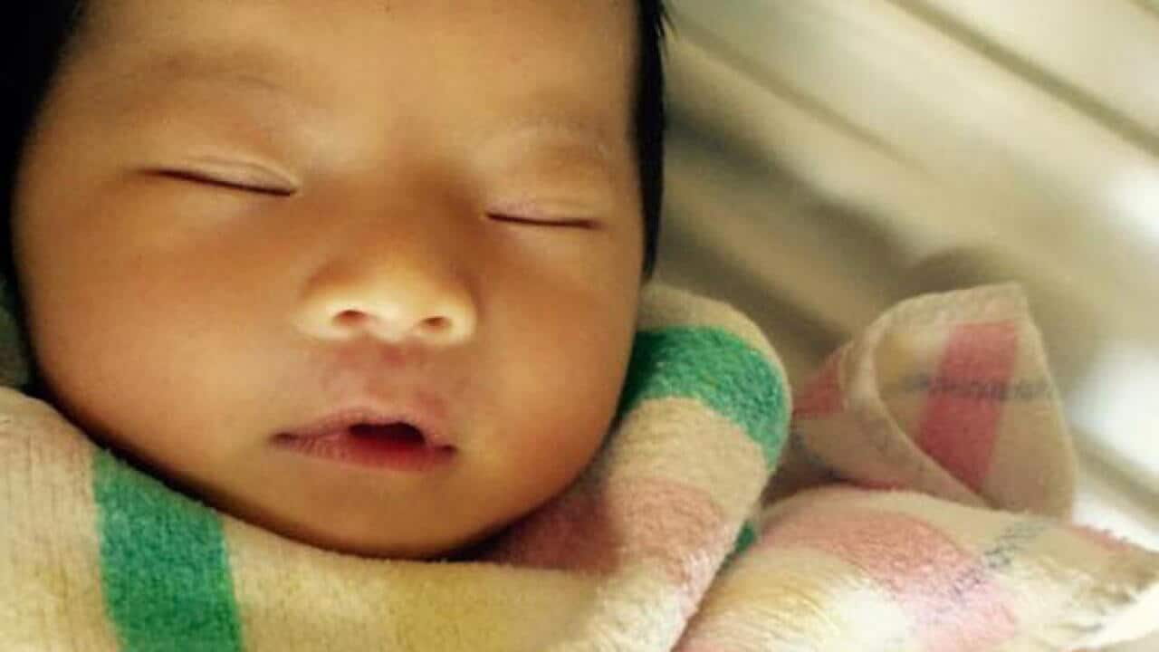 A Facebook image obtained Thursday, Jan. 7, 2016 of two-month-old baby Qianqian "Queenie" Xu. (AAP)