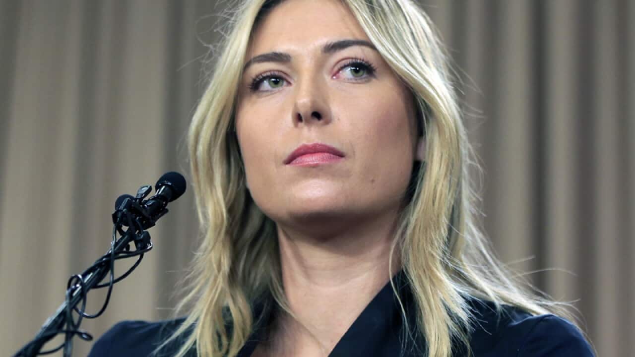 Maria Sharapova during a news conference in Los Angeles