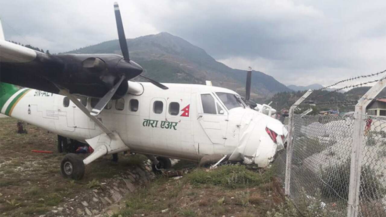 A Tara Air plane shot off the runway and crashed into a fence after its front wheel exploded while landing in Jumla Airport on 9 June 2018.