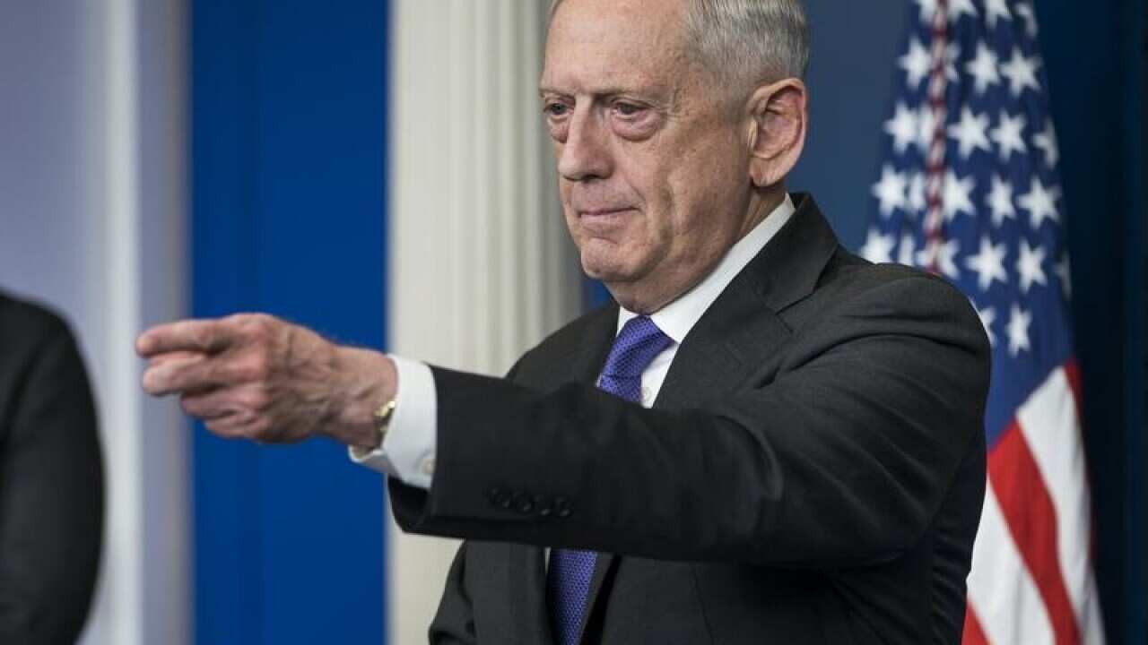 US Defense Secretary General James Mattis speaks in Washington.