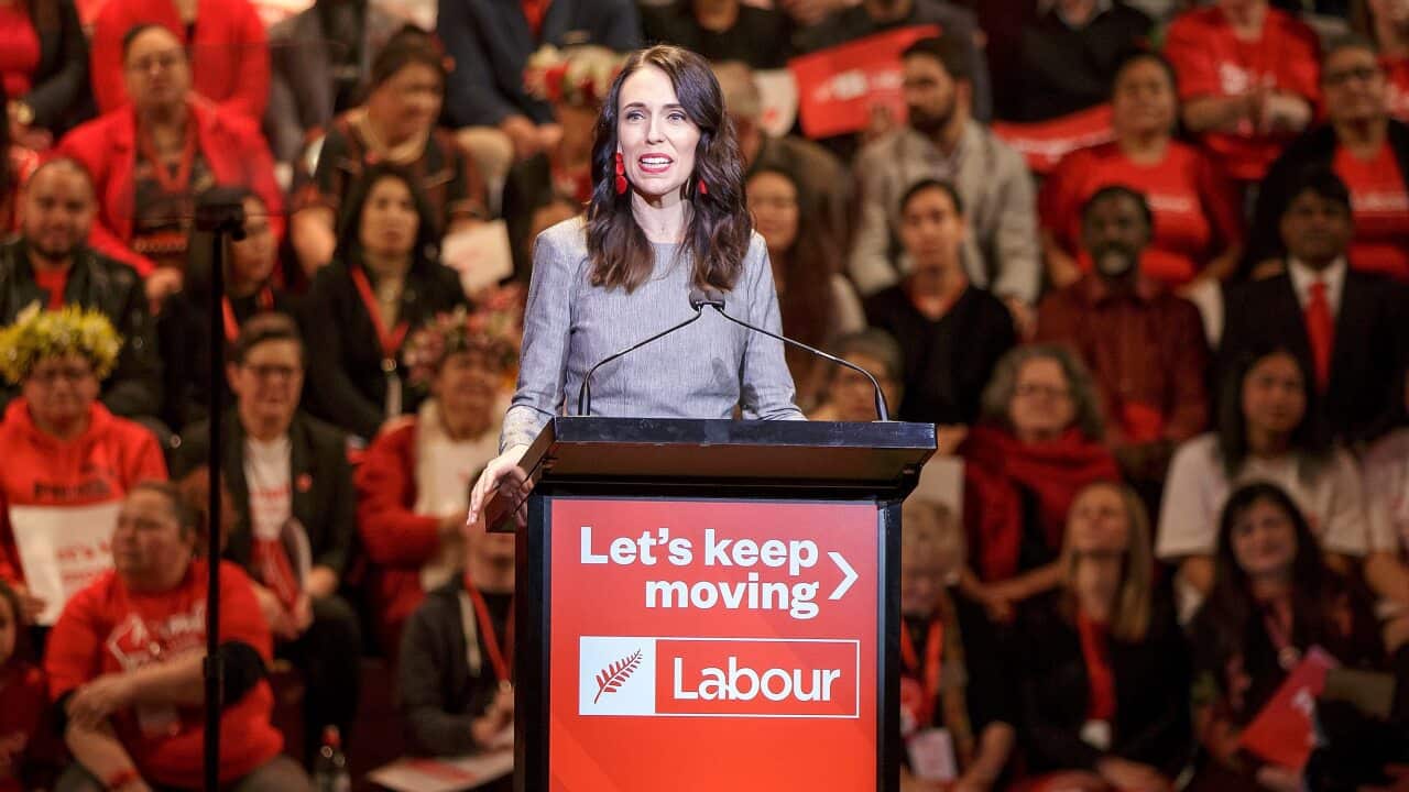 New Zealand Prime Minister Jacinda Ardern speaking at the Labour Party campaign launch in Auckland