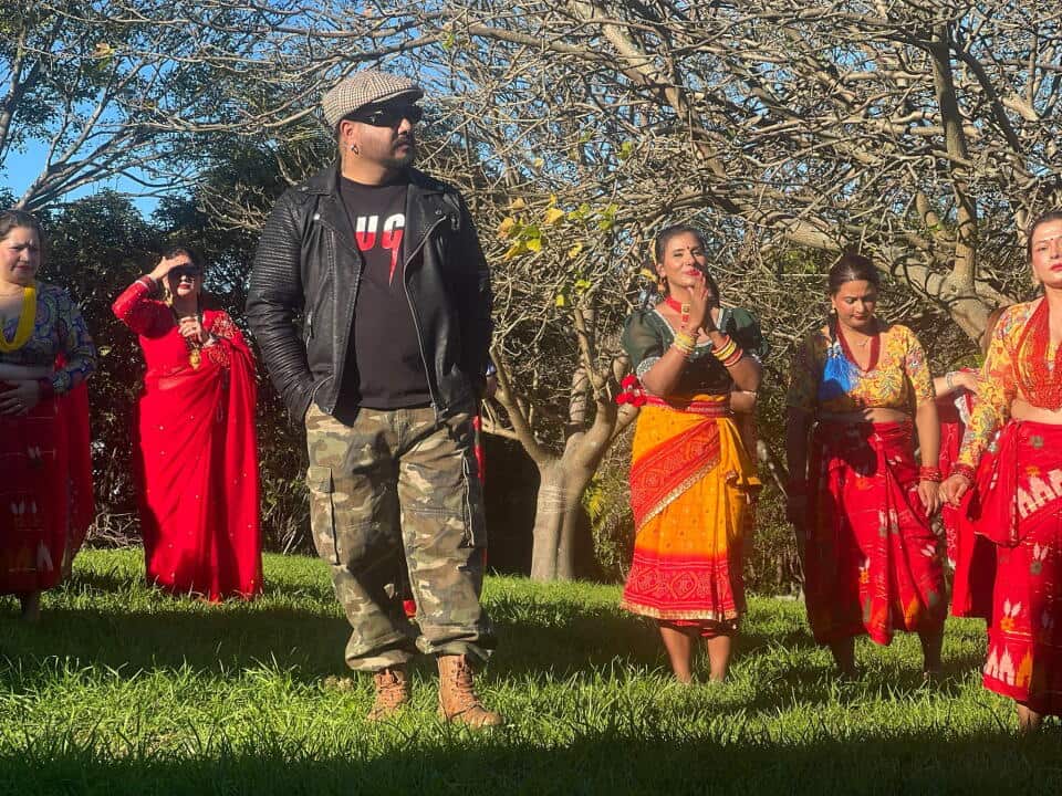 Bijay Jung Thapa and Rina KC during the song shoot.