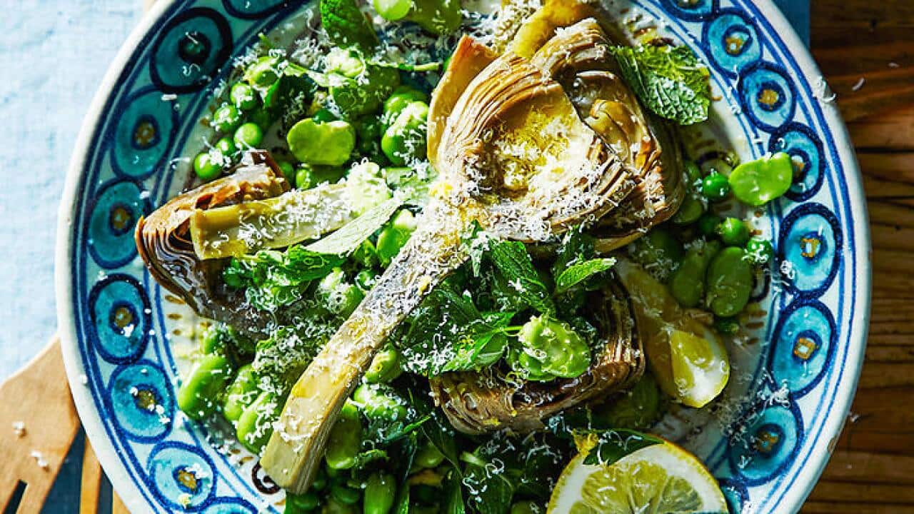 Braised artichoke salad