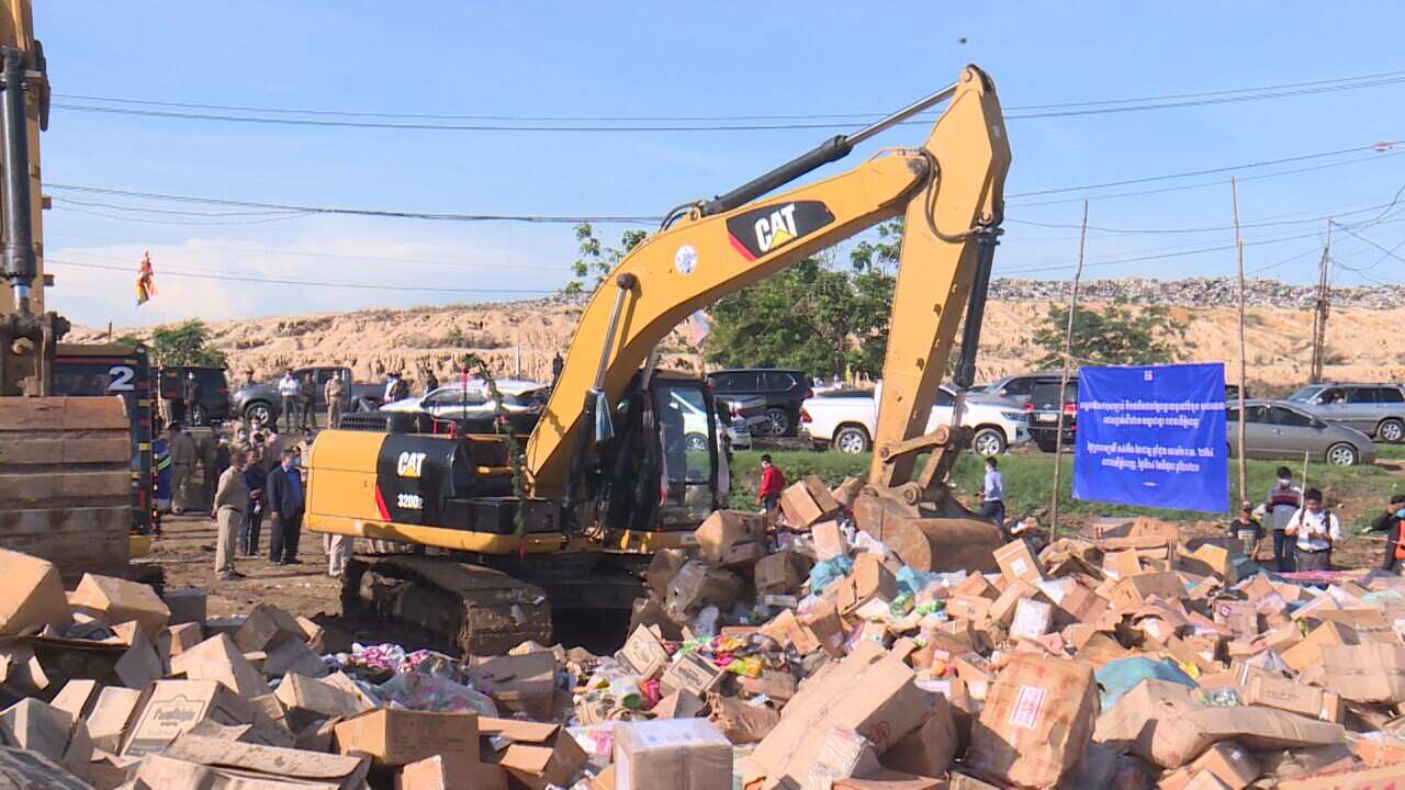 Cambodia destroy fake products