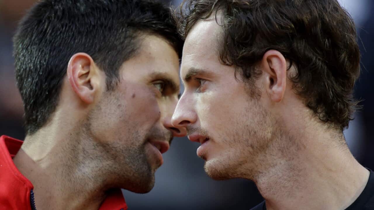 Andy Murray (R) and Novak Djokovic