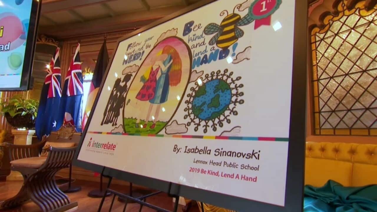 Isabella Sinanovski's anti-bullying poster on display