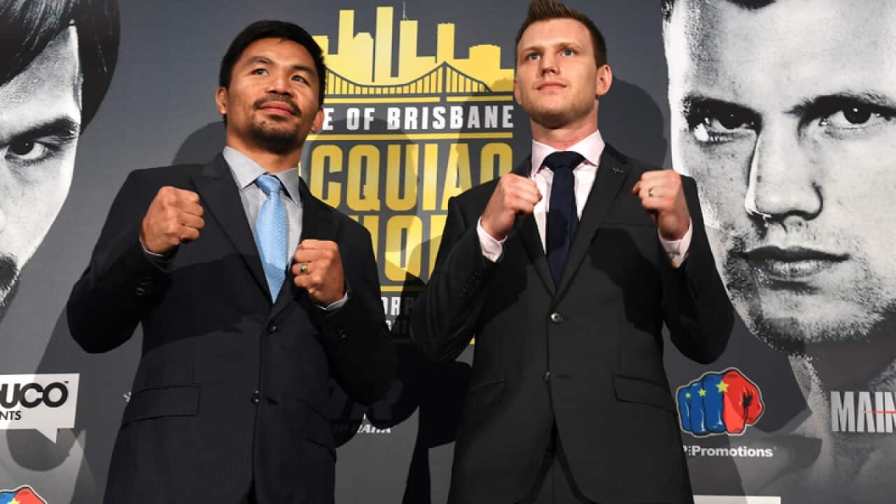 Australian Jeff Horn (right) and Manny Pacquiao