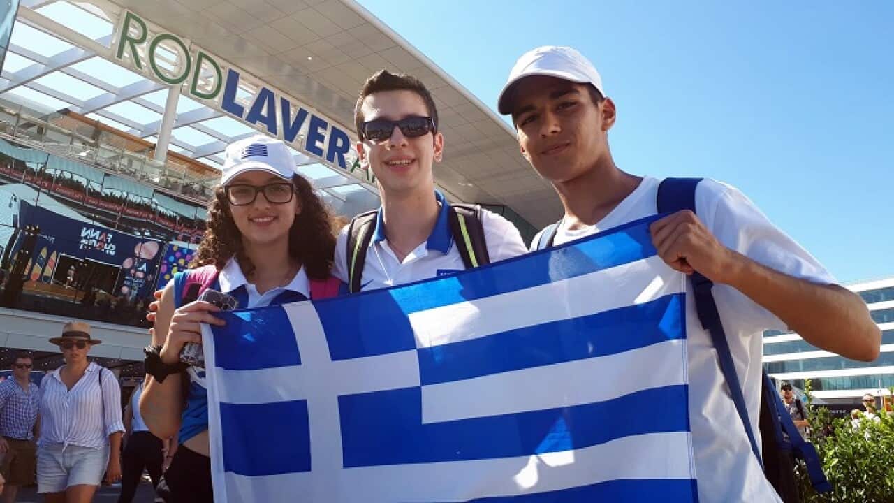Young Greek Australians outside of Melbourne's Rod Laver Arena