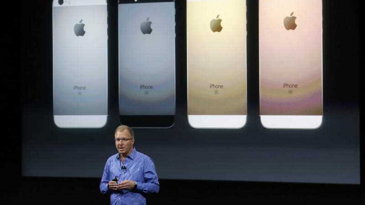 Greg Joswiak, vice president of iOS, iPad and iPhone product marketing, announces the new iPhone SE at Apple headquarters