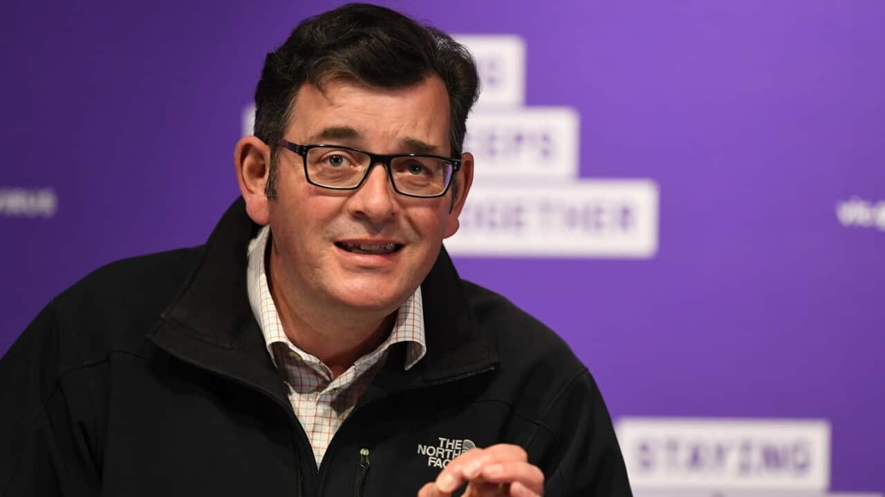 Victorian Premier Daniel Andrews holds a press conference in Melbourne