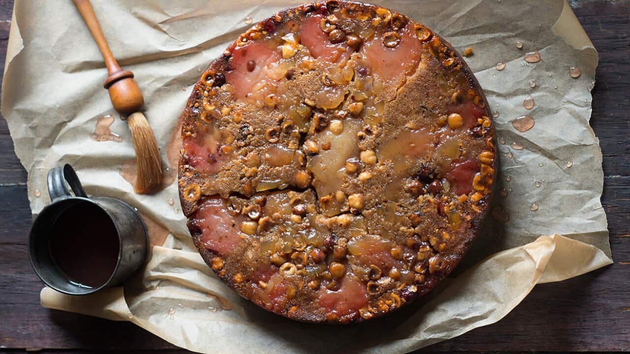 Pear, ginger & hazelnut cake