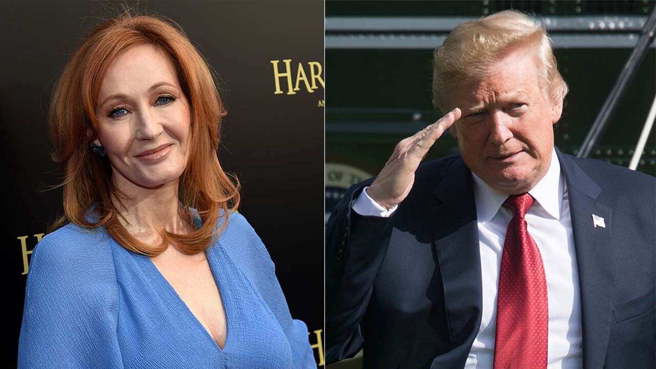 J K Rowling (pictured left) and US President Donald Trump (pictured right).