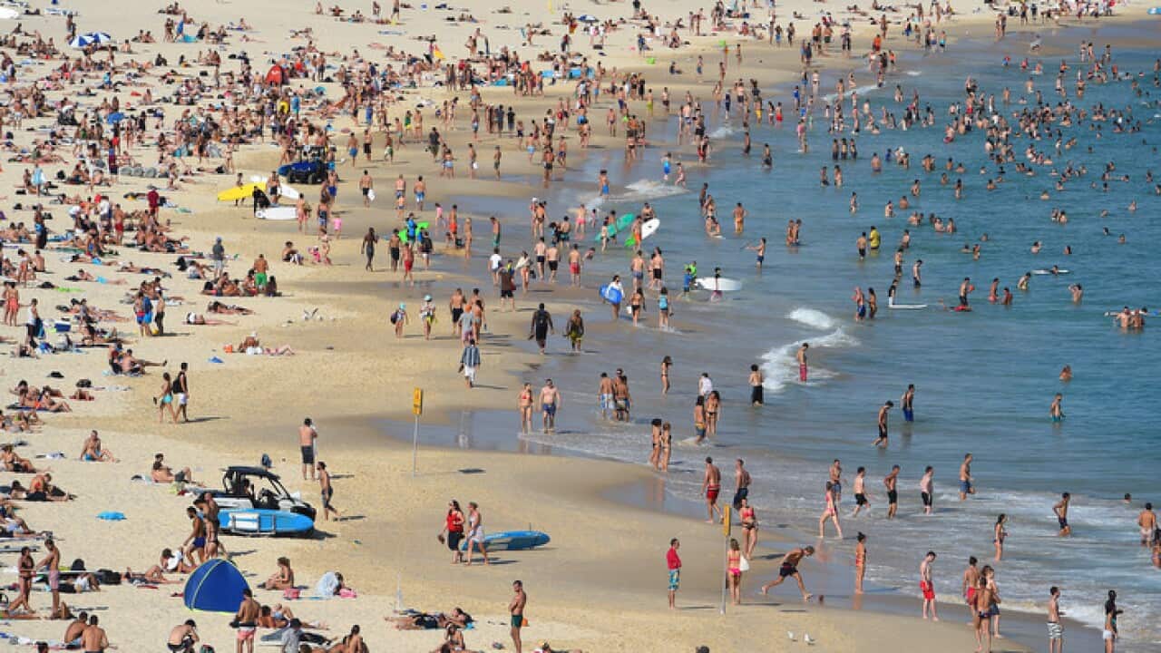 Bondi Beach as temperatures soared in Sydney, in 2015
