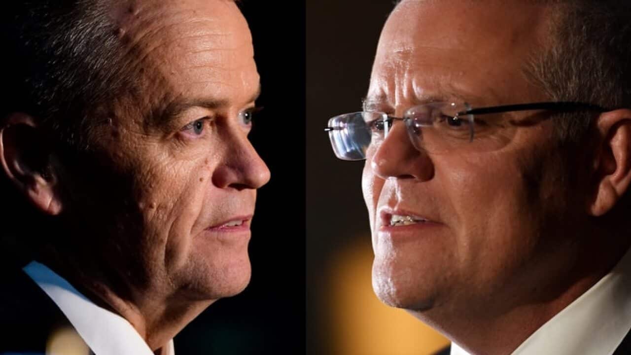 Bill Shorten and Scott Morrison during the final week of the 2019 election campaign