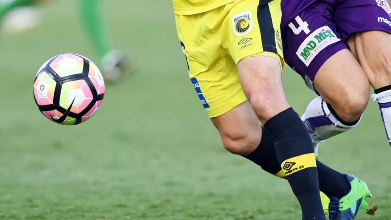 Action during a round 17 A-League match