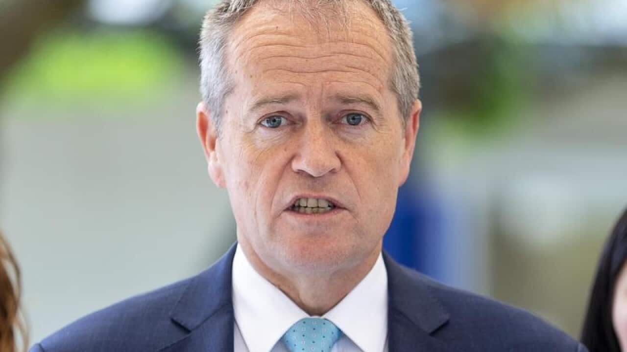 Labor leader Bill Shorten speaks to media in Burwood, Melbourne.